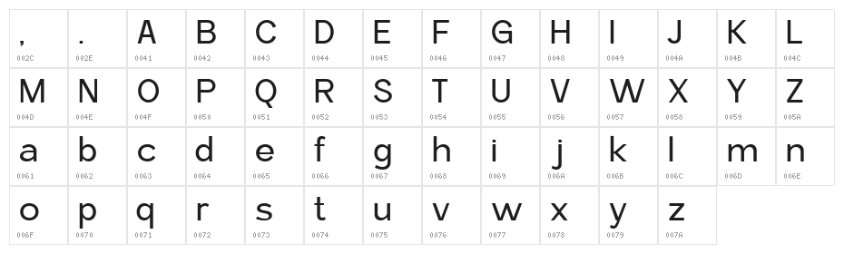 Rucent DEMO Regular Character Map