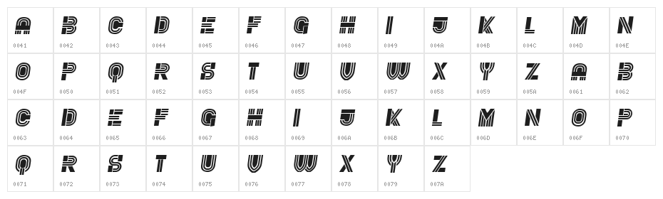 Rude Italic Character Map
