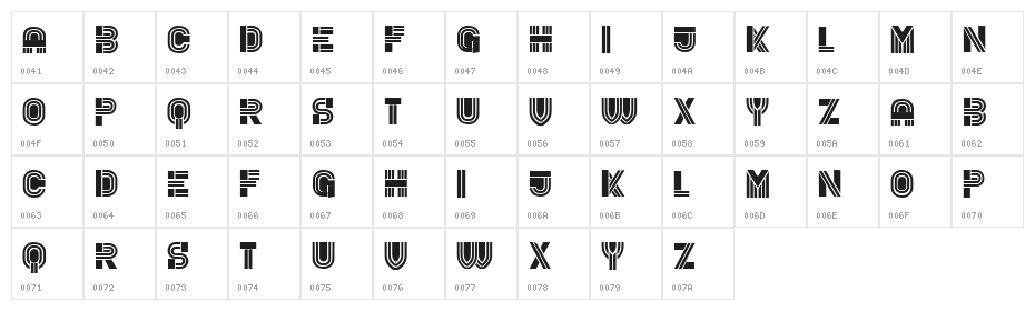 Rude Regular Character Map