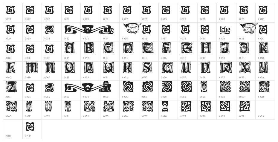 Rudelsberg-Schmuck Character Map