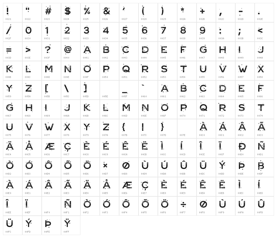 Rudolph Character Map