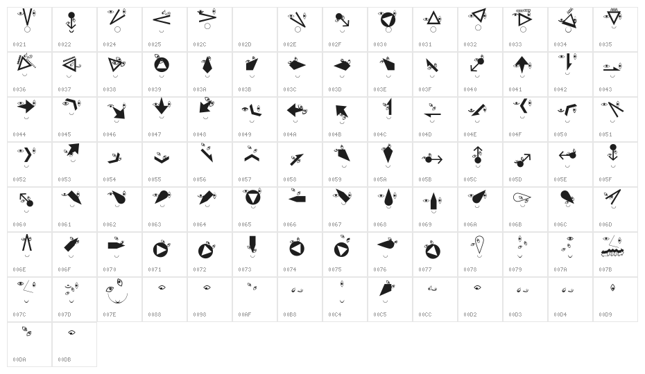 RuebenNosesFour Character Map