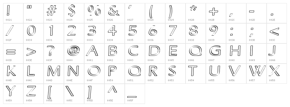 Ruffian Outline Character Map