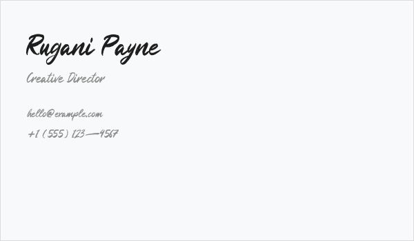 Rugani Payne Business Card