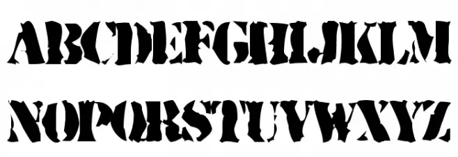 Rugged Stencil फ़ॉन्ट अपरकेस