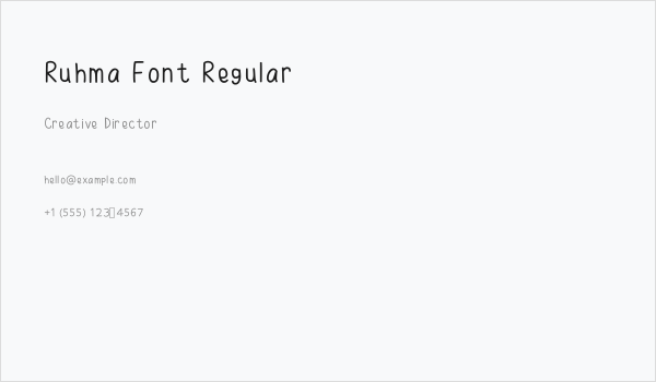 Ruhma Font Regular Business Card