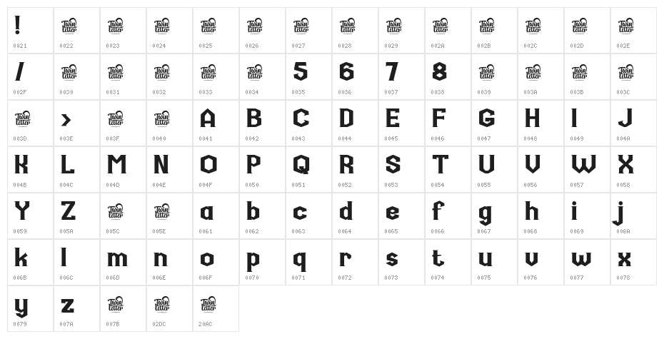 Rukinax-Regular Character Map
