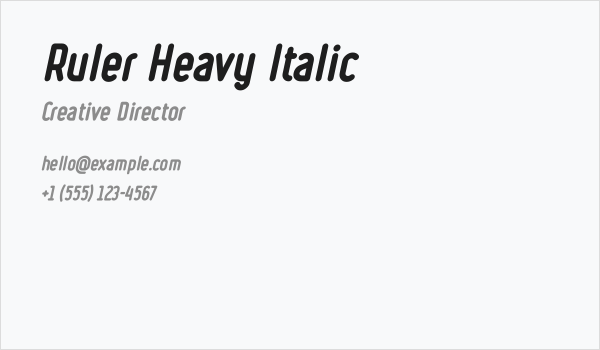 Ruler Heavy Italic Business Card