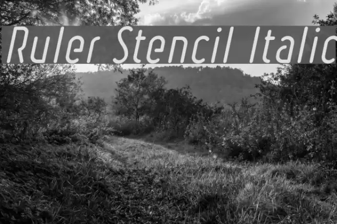 Ruler Stencil Italic Font examples