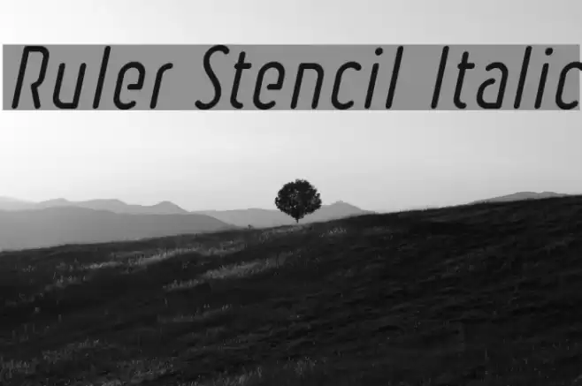 Ruler Stencil Italic Font examples