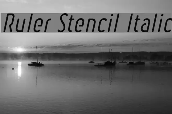 Ruler Stencil Italic Font examples