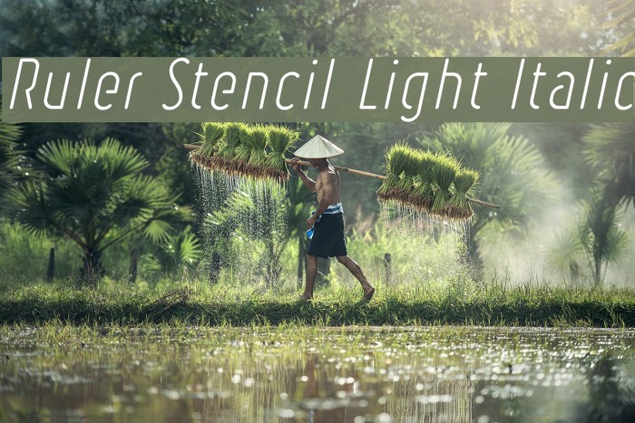 Ruler Stencil Light Italic Font examples