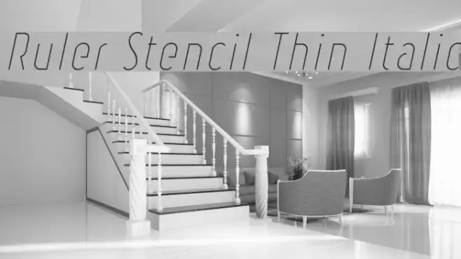 Ruler Stencil Thin Italic Fuentes examples