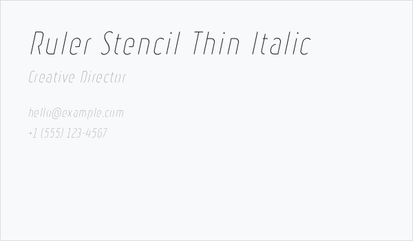 Ruler Stencil Thin Italic Business Card