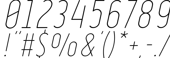 Ruler Thin Italic Font OTHER CHARS