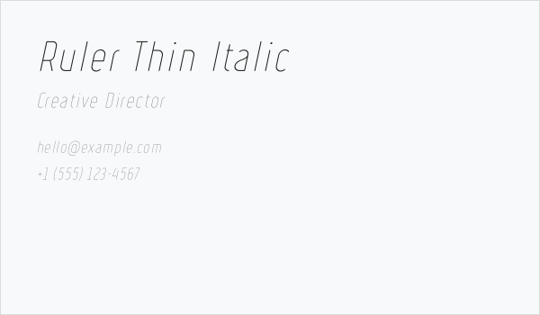 Ruler Thin Italic Business Card