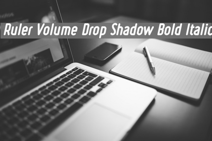 Ruler Volume Drop Shadow Bold Italic Font examples
