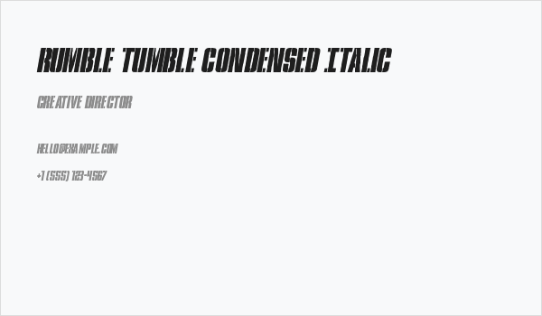 Rumble Tumble Condensed Italic Business Card