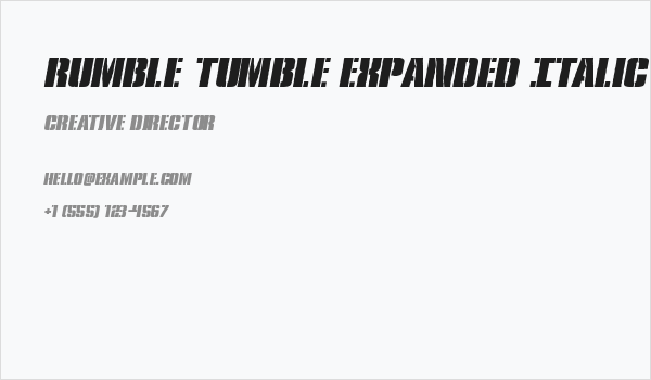 Rumble Tumble Expanded Italic Business Card