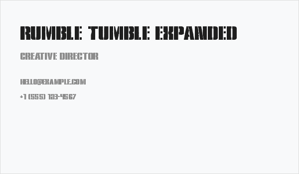 Rumble Tumble Expanded Business Card