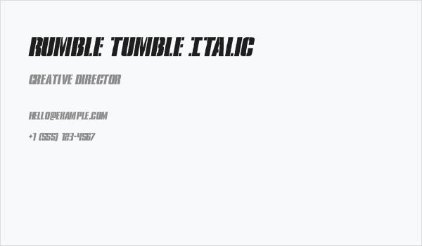 Rumble Tumble Italic Business Card