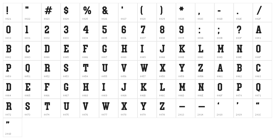 RumblesportAthleticCaps-Bold Character Map