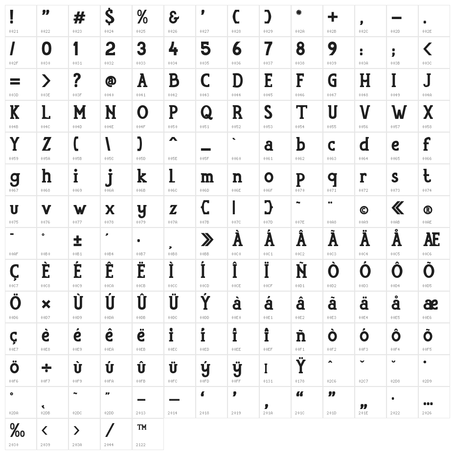 RumouraPERSONALUSEONLY-Bold Character Map