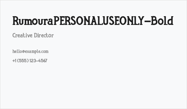 RumouraPERSONALUSEONLY-Bold Business Card