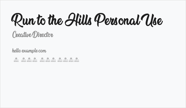 Run to the Hills Personal Use  Business Card