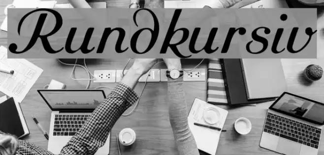 Rundkursiv Font examples