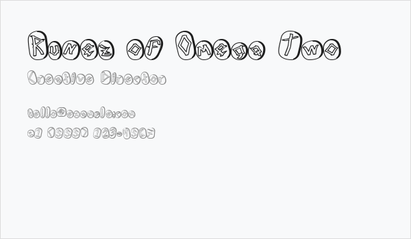 Runez of Omega Two Business Card