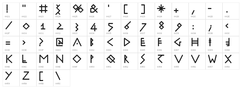 RuniK100-Bold Character Map