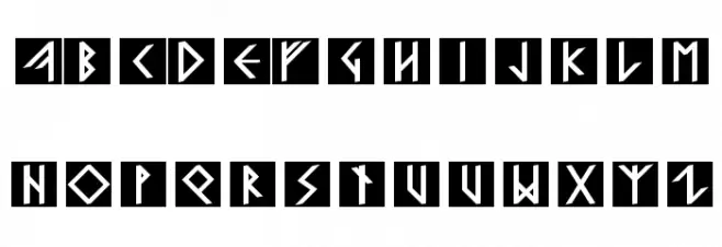 RunishQuill-BlackSquares Шрифта ВЕРХНИЙ