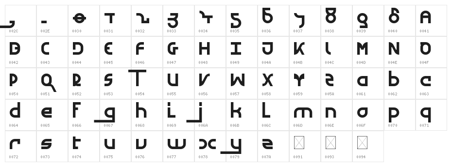 Runner Regular Character Map