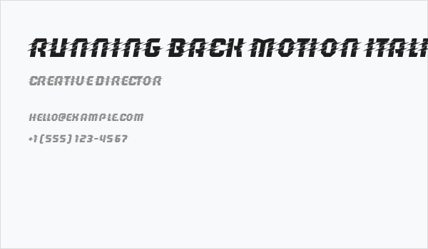 Running Back Motion Italic Business Card
