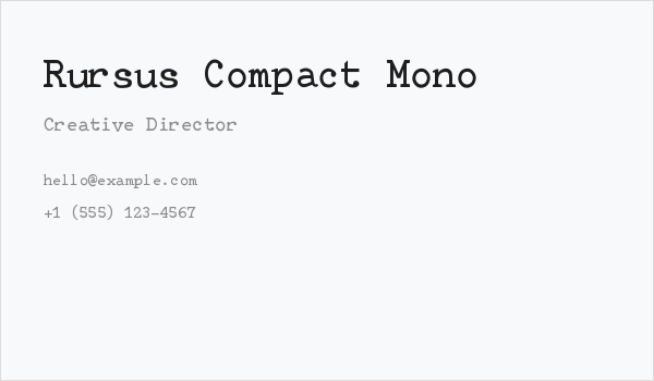 Rursus Compact Mono Business Card