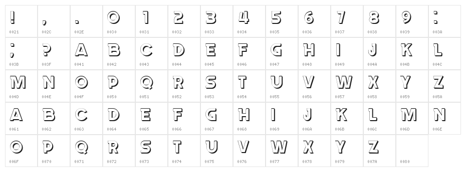 Rush Hour Hollow Regular Character Map