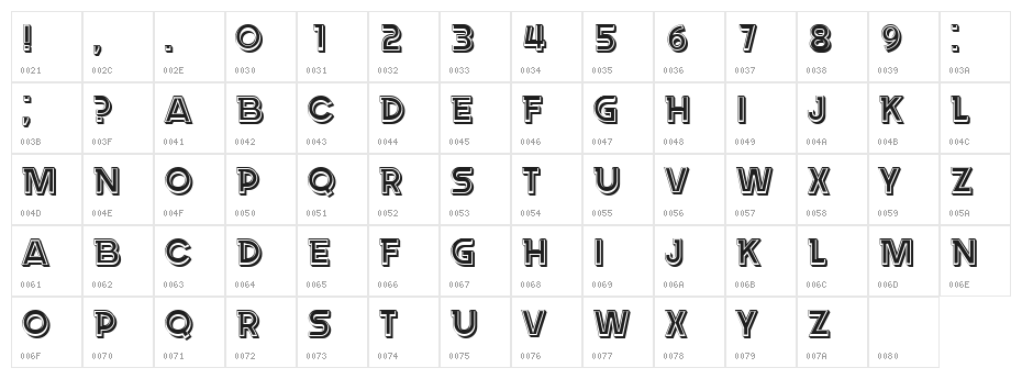 Rush Hour Regular Character Map
