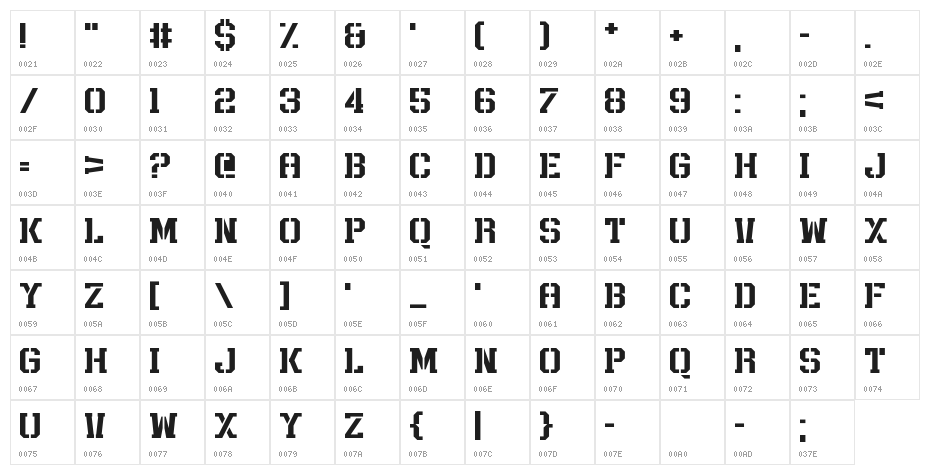 Rush Rush Character Map