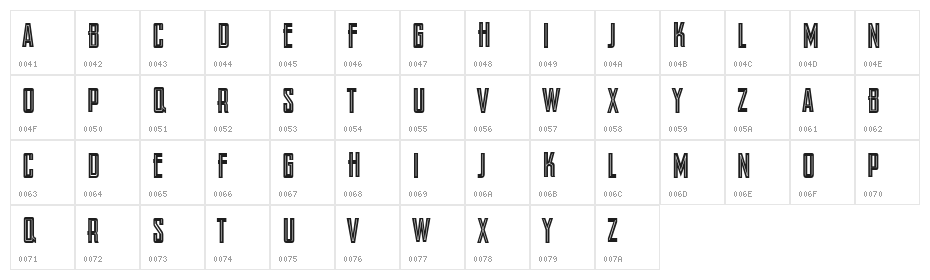 Rusher Regular Character Map