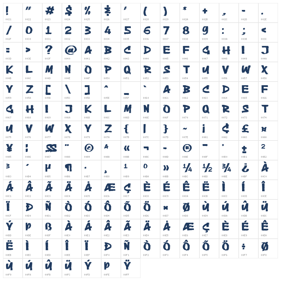 Rushon Ground Character Map