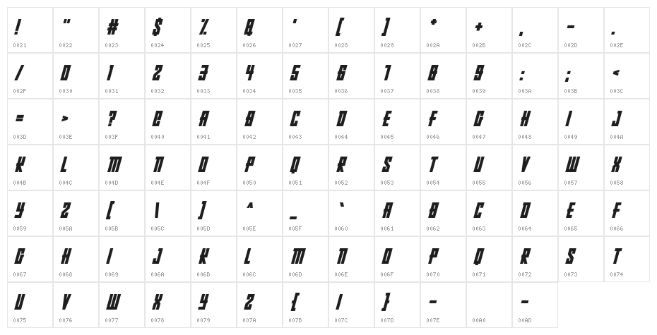 Russian Dollmaker Italic Character Map
