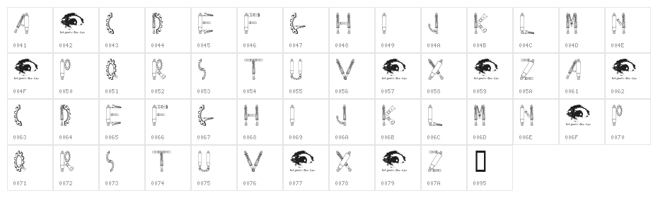 Rusted MachineSW Character Map