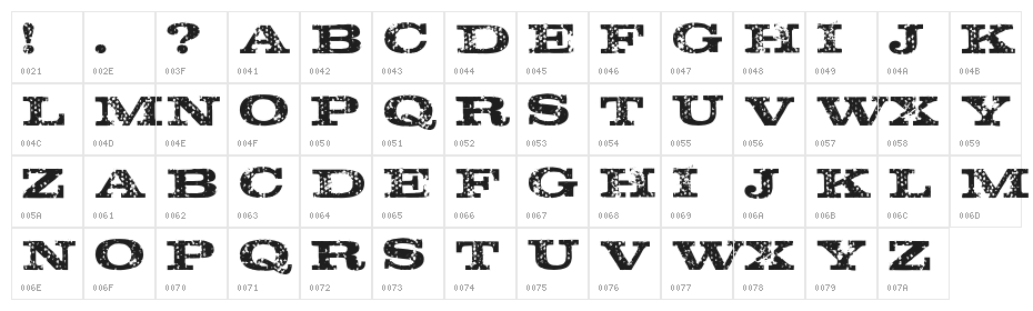Rustik-Regular Character Map