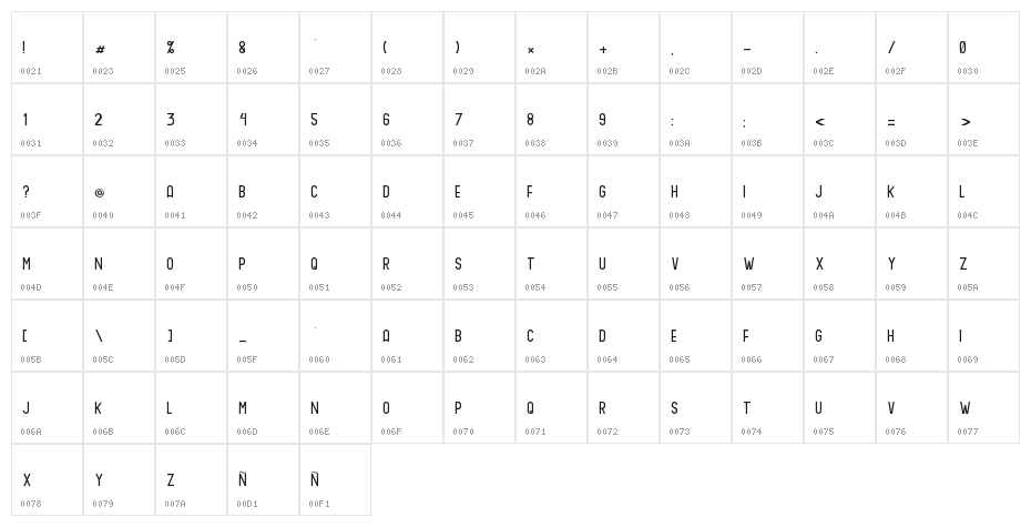 Ruth Slab One Character Map