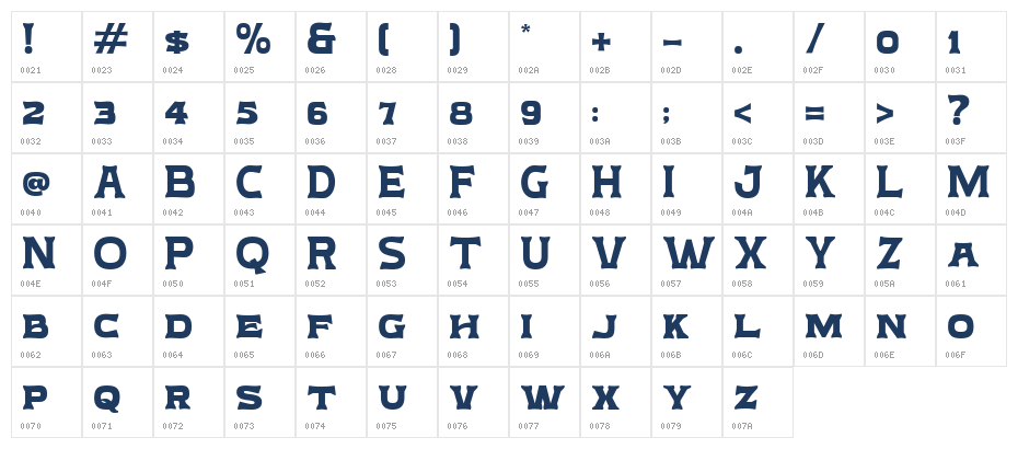 Ruthela DEMO Regular Character Map