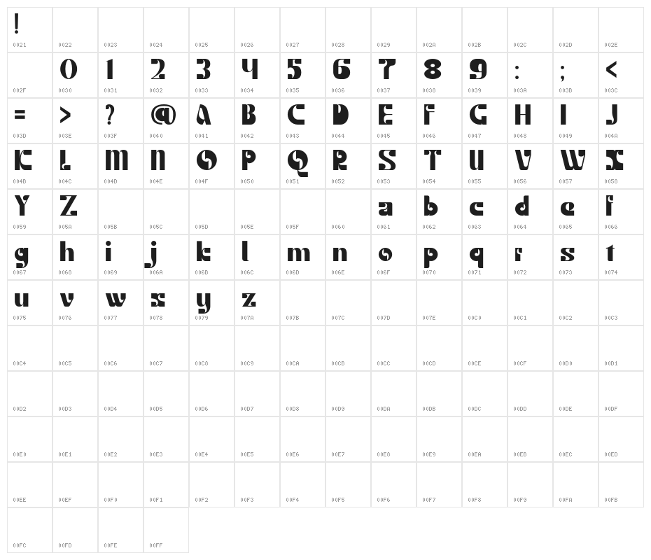 RuttelsDemo-Regular Character Map