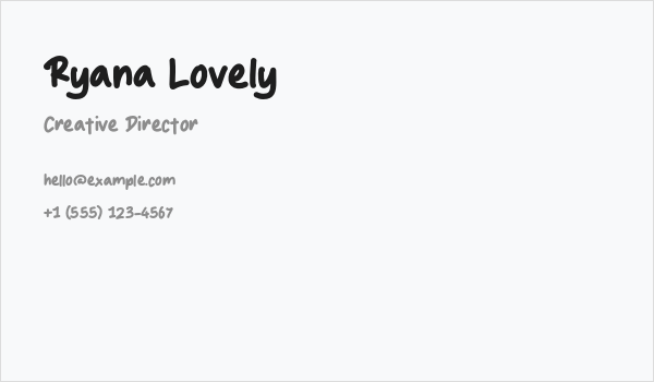 Ryana Lovely Business Card