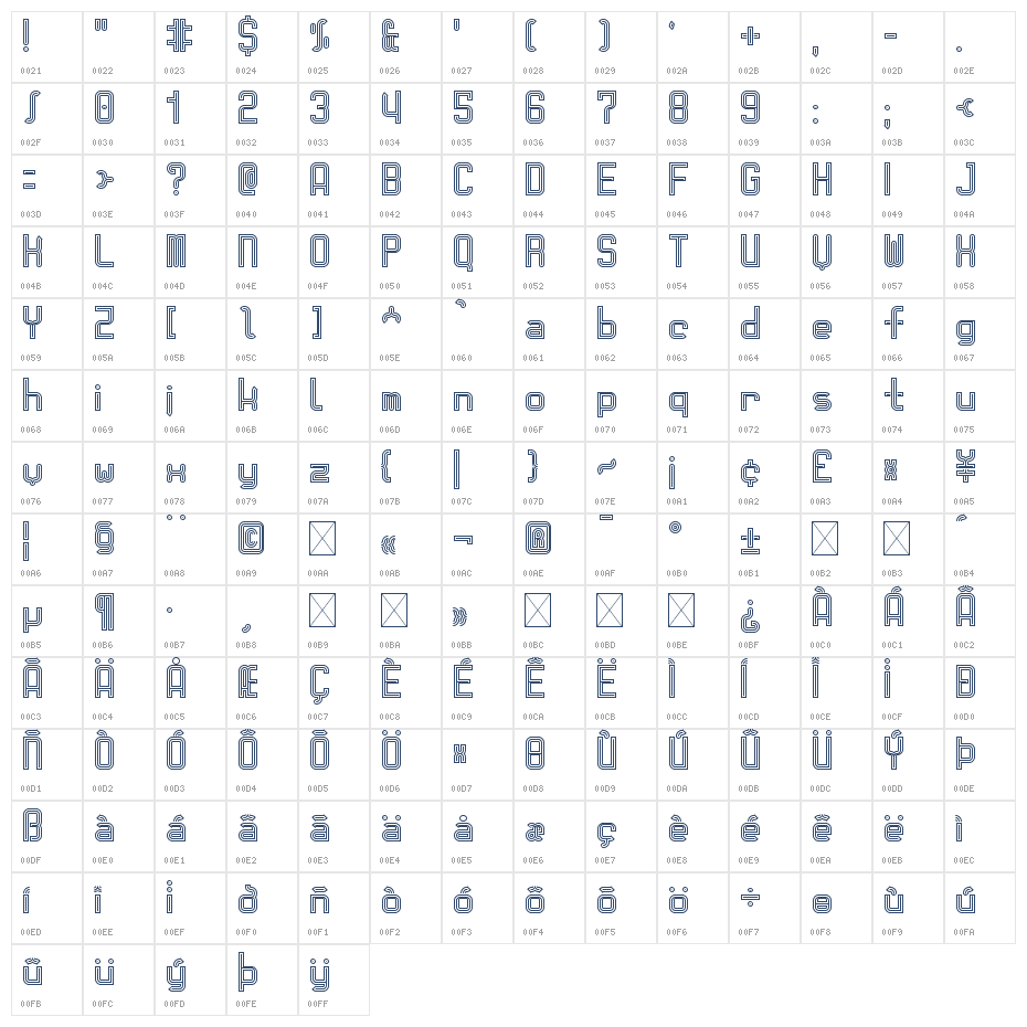Ryga Regular Character Map