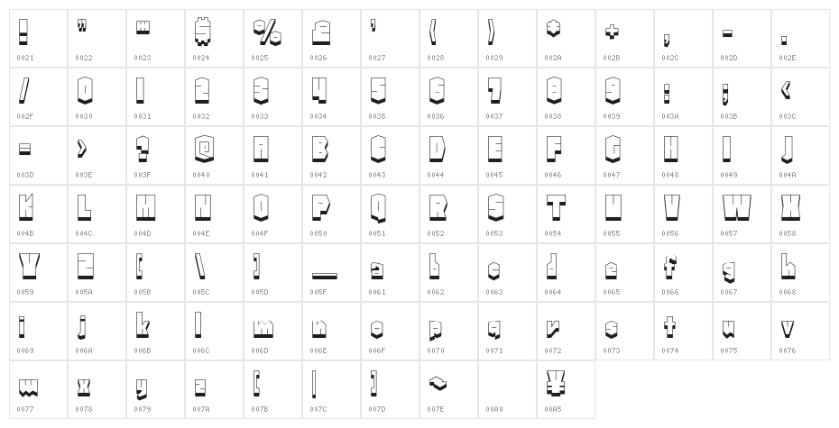 Ryohou Regular Character Map